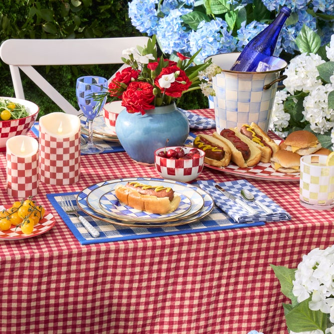 Blue Woven Check Straw Placemats, Set of 4 image number 4