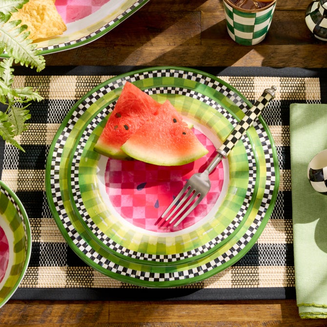 Black Woven Check Straw Placemats, Set of 4 image number 1