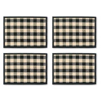 Black Woven Check Straw Placemats, Set of 4