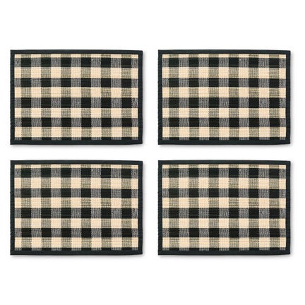 Black Woven Check Straw Placemats, Set of 4