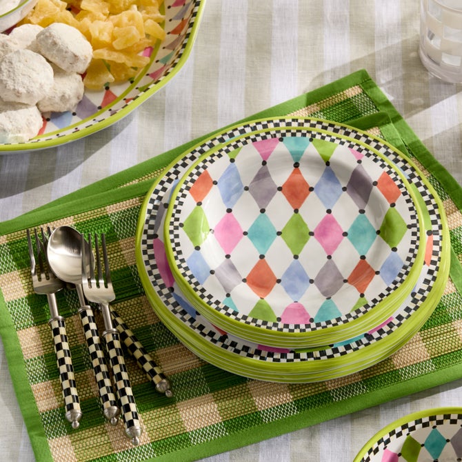 Green Woven Check Straw Placemats, Set of 4 image number 2