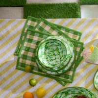Green Woven Check Straw Placemats, Set of 4