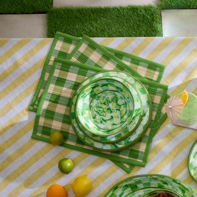 Green Woven Check Straw Placemats, Set of 4 image number 3