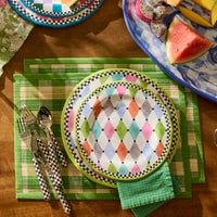 Green Woven Check Straw Placemats, Set of 4