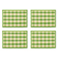 Green Woven Check Straw Placemats, Set of 4