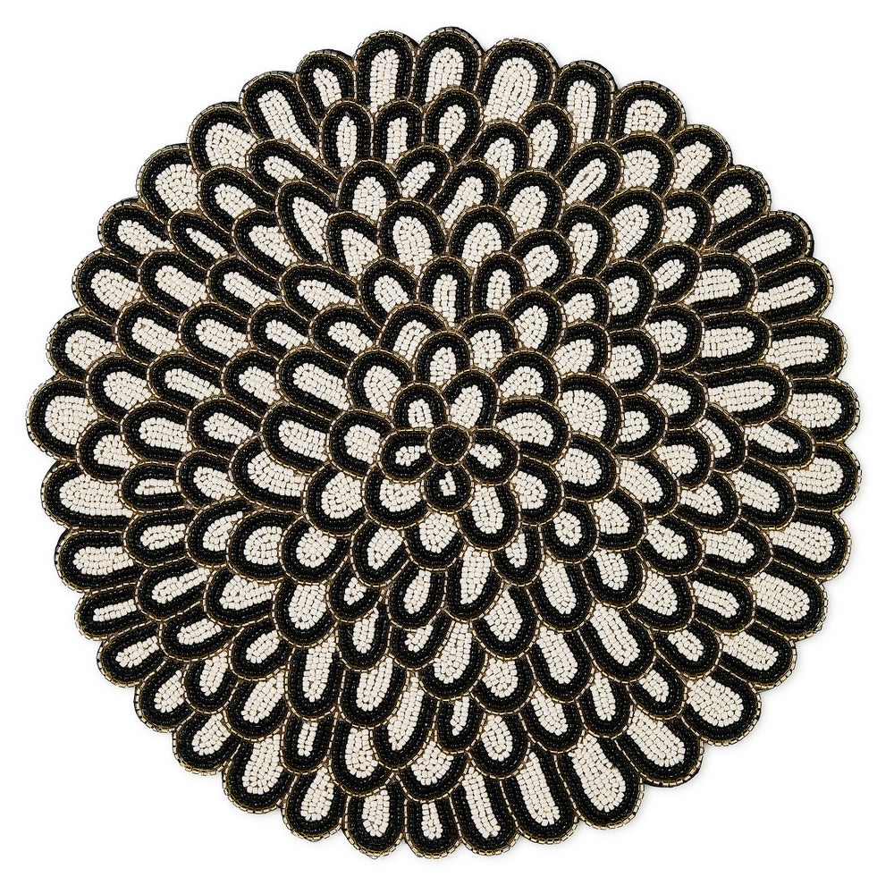 Posie Black & White Beaded Placemat mackenzie-childs Panama imagen 1