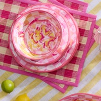 Pink Woven Check Straw Placemats, Set of 4