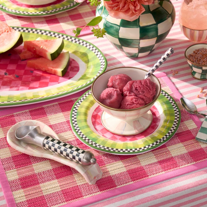 Pink Woven Check Straw Placemats, Set of 4 image number 3