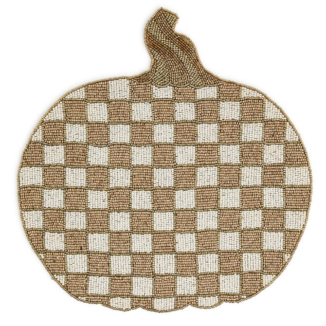 Mocha Check Pumpkin Beaded Placemat image number 0