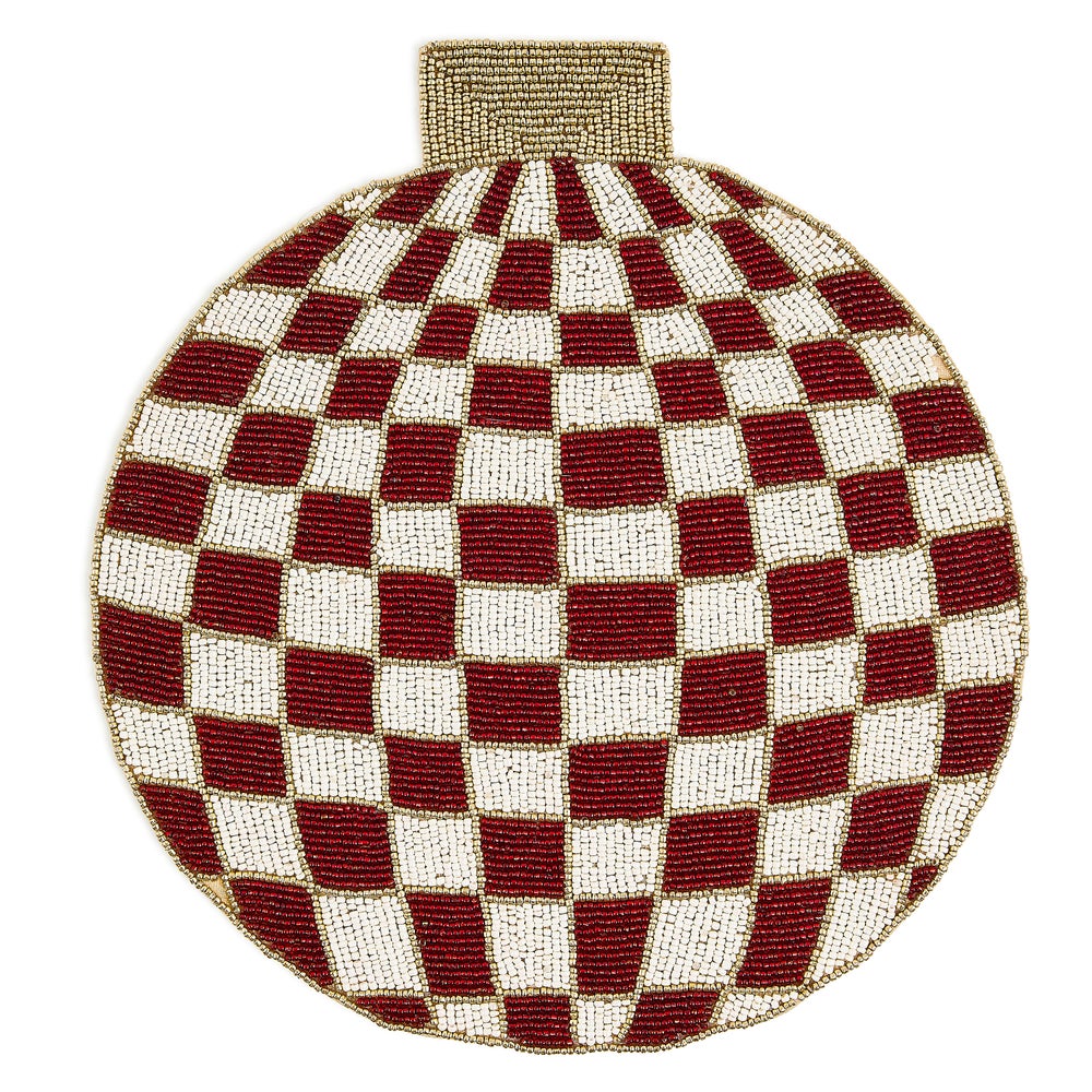 Red Check Ornament Beaded Placemat mackenzie-childs Panama imagen 1