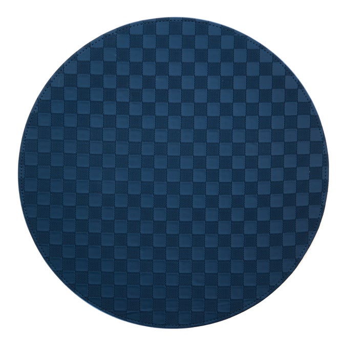 Navy Check Faux Leather Placemat image number 0