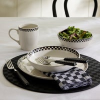 Black Check Faux Leather Placemat