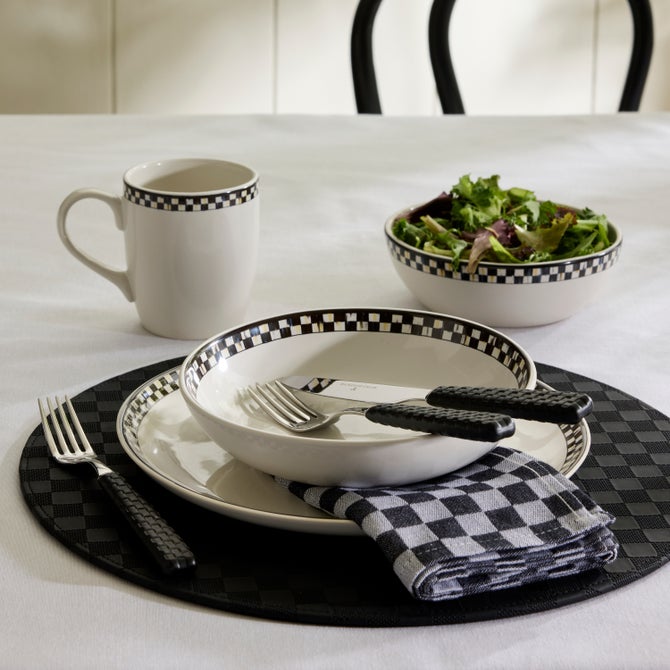 Black Check Faux Leather Placemat image number 2