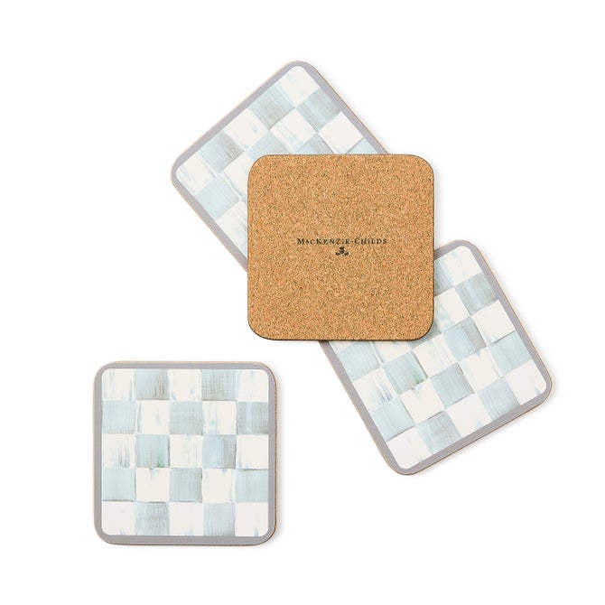 Sterling Check Cork Back Coasters, Set of 4 image number 1