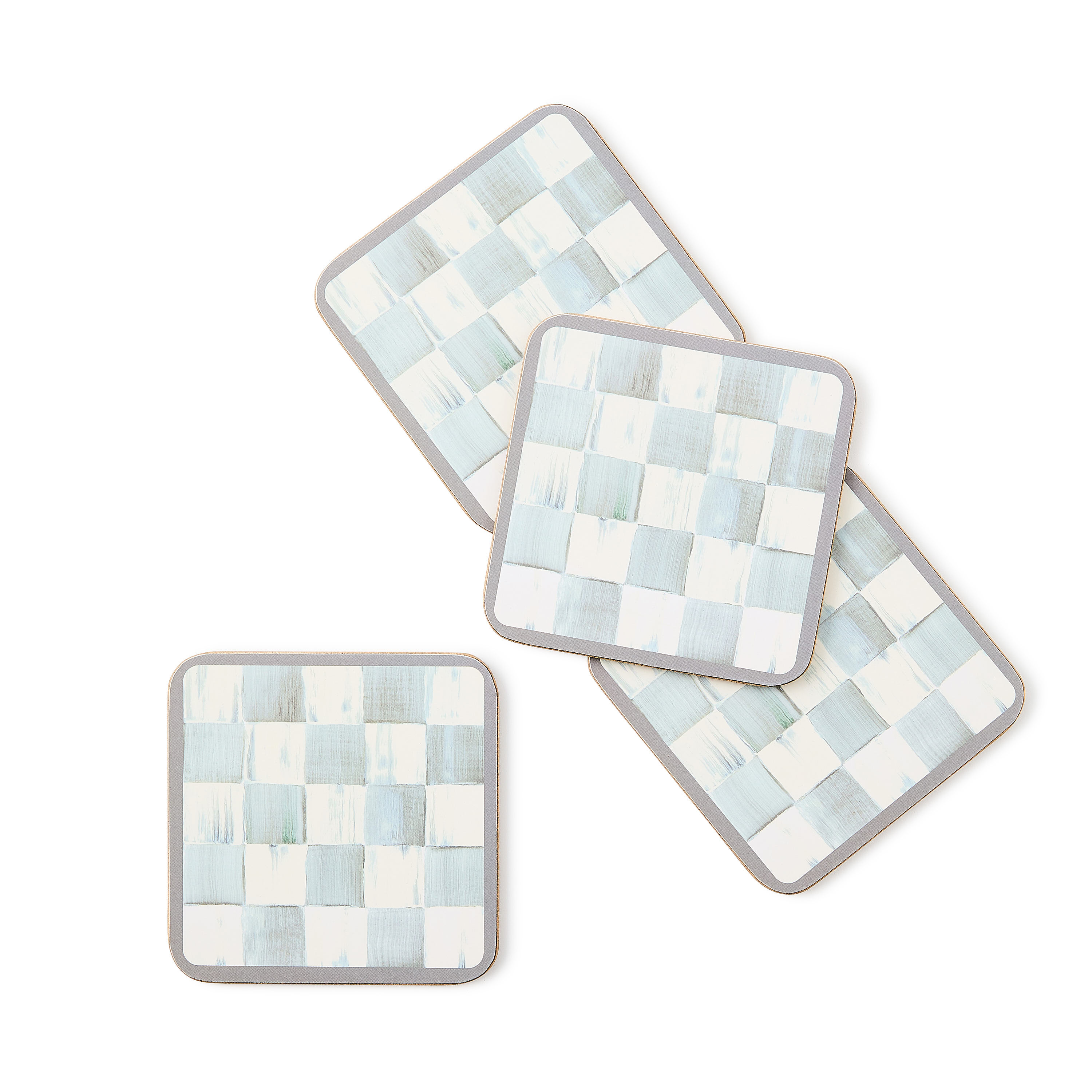 Sterling Check Cork Back Coasters - Thumbnail 2