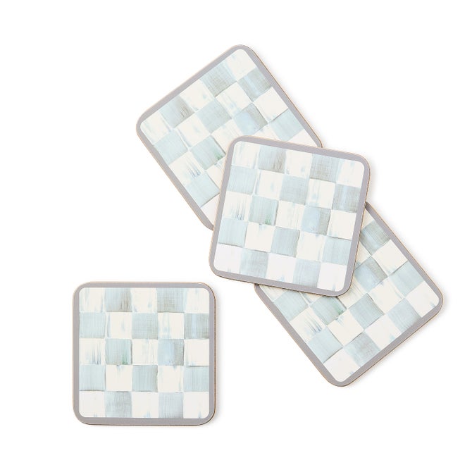 Sterling Check Cork Back Coasters, Set of 4 image number 0
