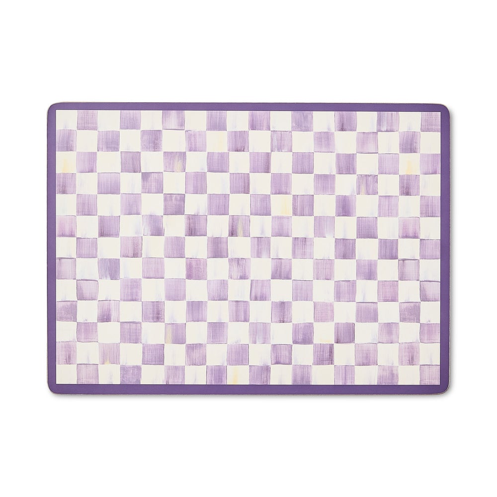 Mocha Check Cork Back Placemats, Set of 4 - Violet Check mackenzie-childs Panama imagen 1