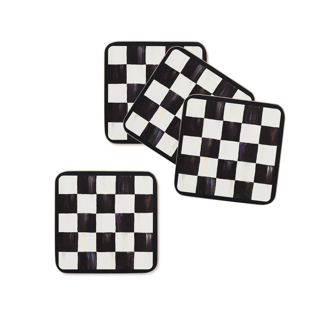 Courtly Checked Cork Back Coasters, Set of 4 mackenzie-childs Panama imagen 1
