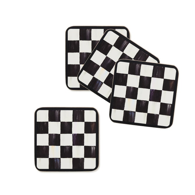 Courtly Checked Cork Back Coasters, Set of 4 image number 0