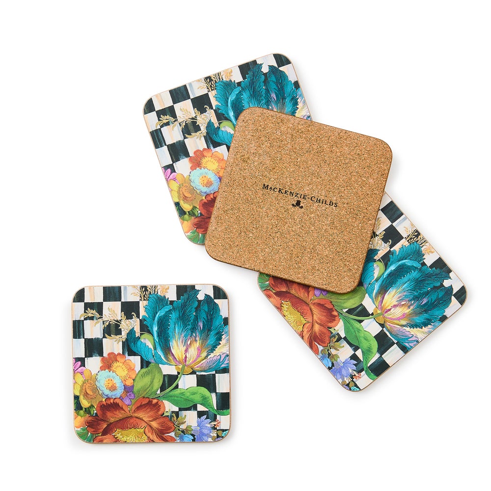 Courtly Flower Market Cork Back Coasters, Set of 4 mackenzie-childs Panama imagen 3 Courtly Flower Market Cork Back Coasters, Set of 4 mackenzie-childs Panama imagen 3