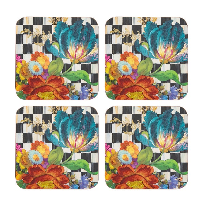 Courtly Flower Market Cork Back Coasters, Set of 4 image number 3