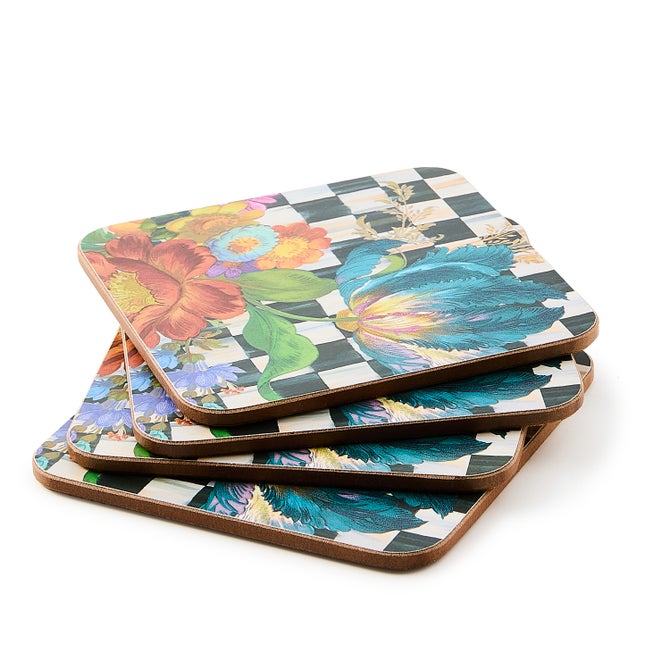 Courtly Flower Market Cork Back Coasters, Set of 4 image number 4