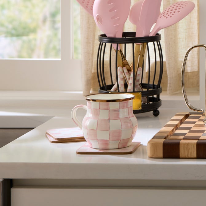 Rosy Check Cork Back Coasters, Set of 4 image number 1