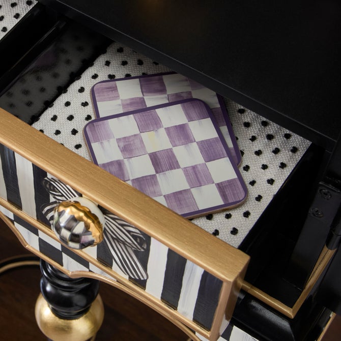 Violet Check Cork Back Coasters, Set of 4 image number 1