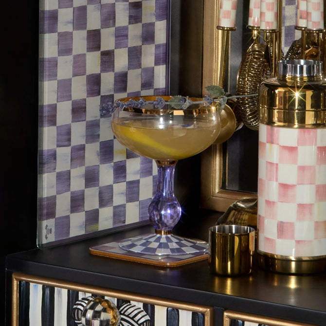 Violet Check Cork Back Coasters, Set of 4 image number 2