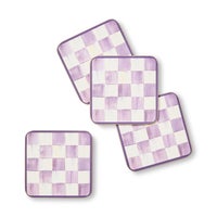 Violet Check Cork Back Coasters, Set of 4