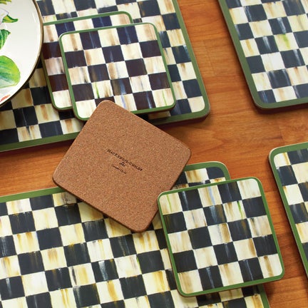 Courtly Check Cork Back Coasters, Set of 4
