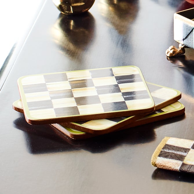 Courtly Check Cork Back Coasters, Set of 4 image number 4