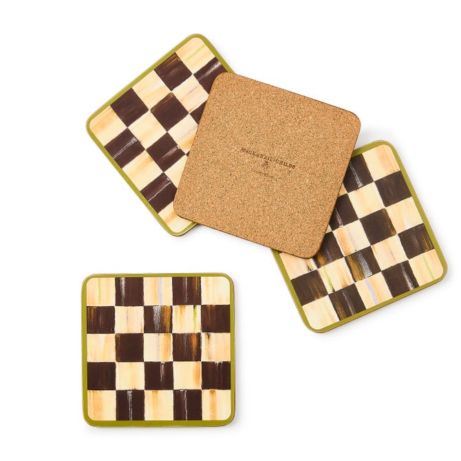 Courtly Check Cork Back Coasters, Set of 4 image number 11