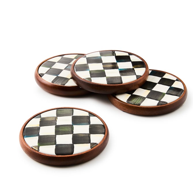 Courtly Check Enamel Coasters, Set of 4 image number 2