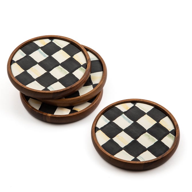 Courtly Check Enamel Coasters, Set of 4 image number 8