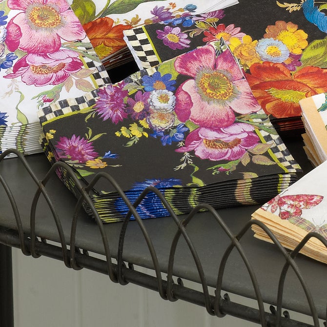 Black Flower Market Cocktail Paper Napkins image number 1