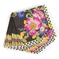 Black Flower Market Cocktail Paper Napkins