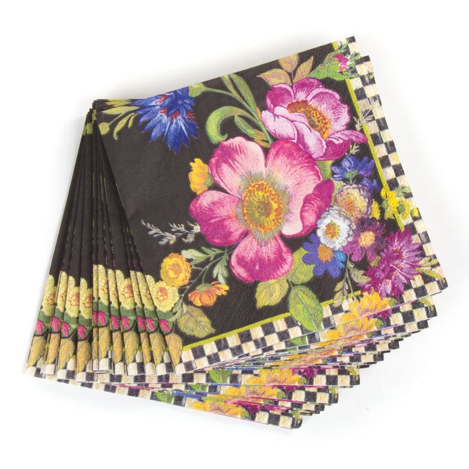 Black Flower Market Cocktail Paper Napkins image number 5