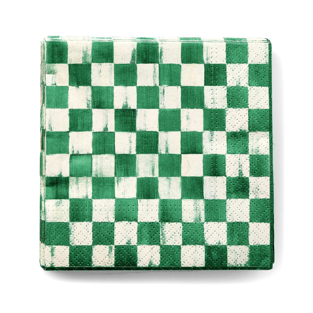 Emerald Check Cocktail Paper Napkins mackenzie-childs Panama imagen 1