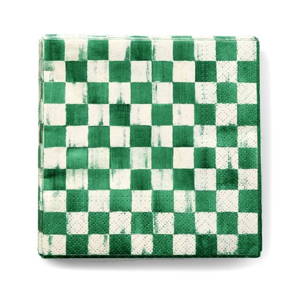 Emerald Check Cocktail Paper Napkins