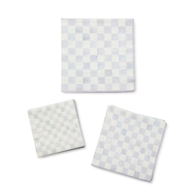 Sterling Check Cocktail Paper Napkins image number 2