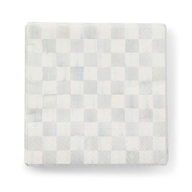 Sterling Check Cocktail Paper Napkins image number 0