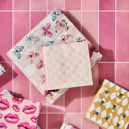 Rosy Check Cocktail Paper Napkins