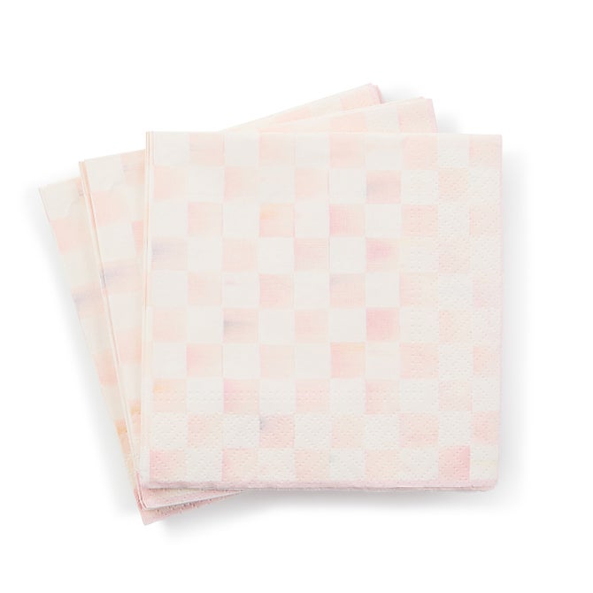 Rosy Check Cocktail Paper Napkins image number 2