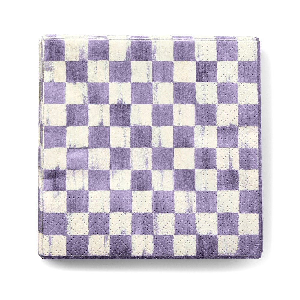Violet Check Cocktail Paper Napkins mackenzie-childs Panama imagen 1