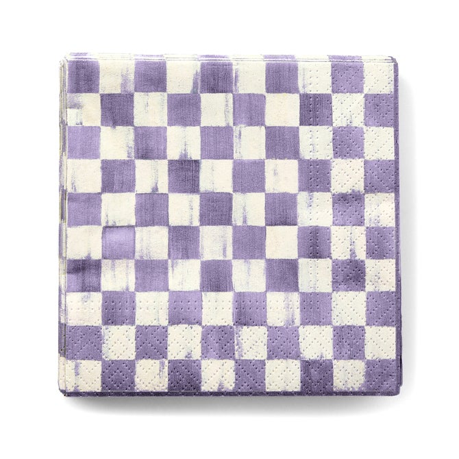 Violet Check Cocktail Paper Napkins image number 0