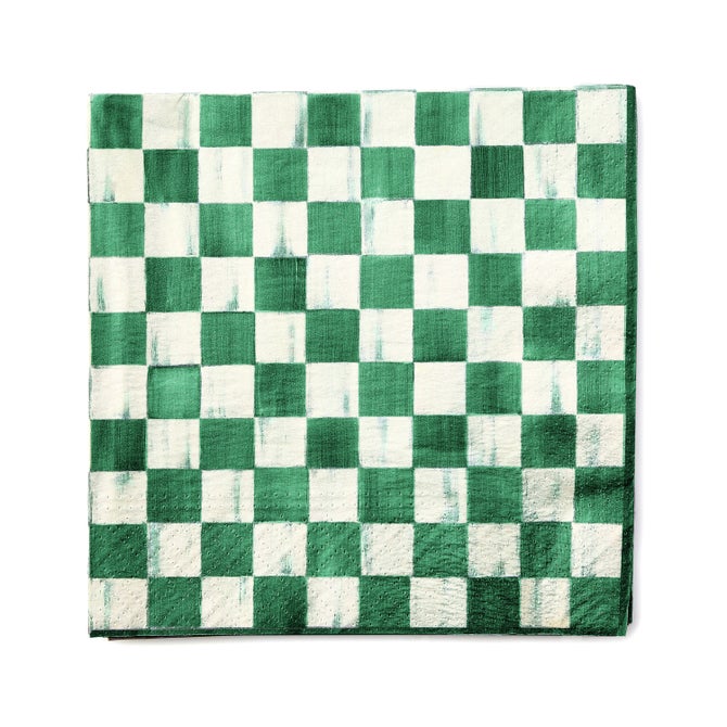 Emerald Check Dinner Paper Napkins image number 0