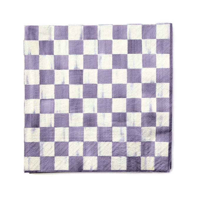 Violet Check Dinner Paper Napkins image number 0