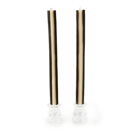 Quatro Black & Ivory Dinner Candles, Set of 2