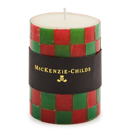 Check Red & Green 4" Pillar Candle